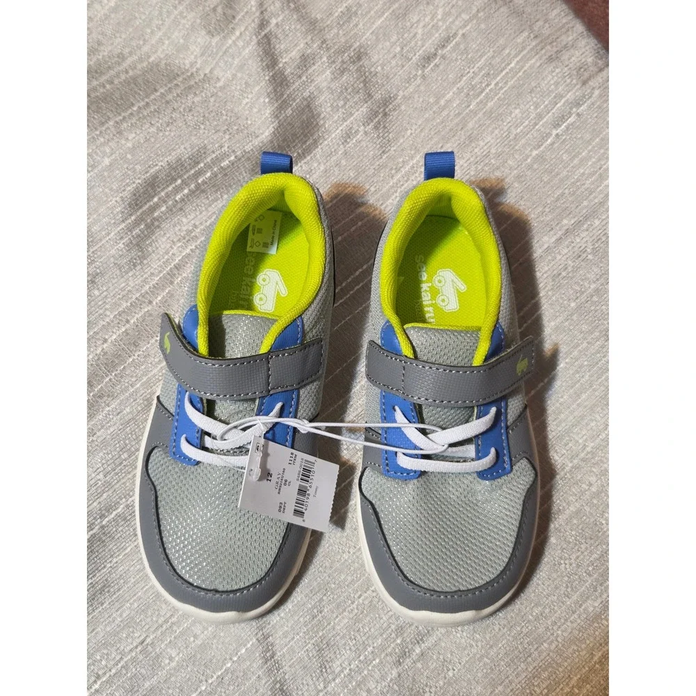 See Kai Run Basics Tenny Gray Blue Lime Green Kids Sneakers Size 12 Gym Running